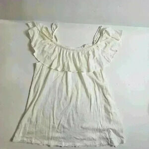 Lilly Pulitzer Off The Shoulder Ruffle White Tank XS